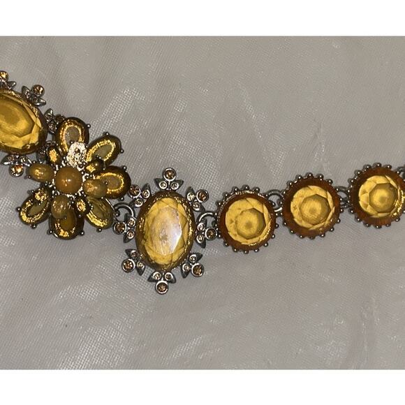 Banana Republic floral yellow Gold Jewel Statement Necklace - Picture 5 of 10